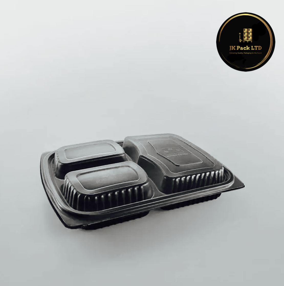Somoplast Black 3 Compartment Microwavable Container